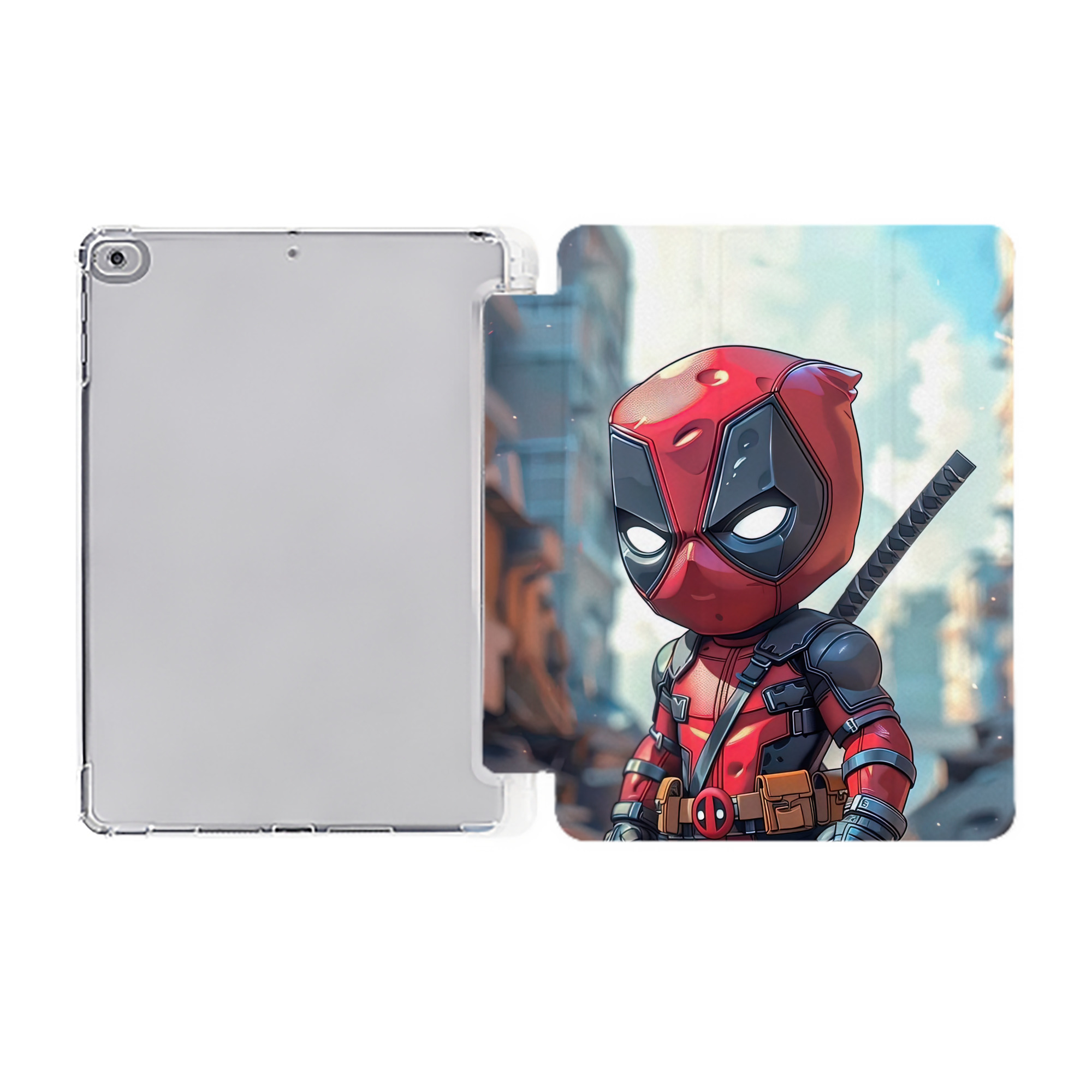 （画像用） Deadpool デッドプール IPad ケース ペン収納付き 三つ折りスタンド PUレザー×シリコン 対応機種9.5/10.5/10.9インチ